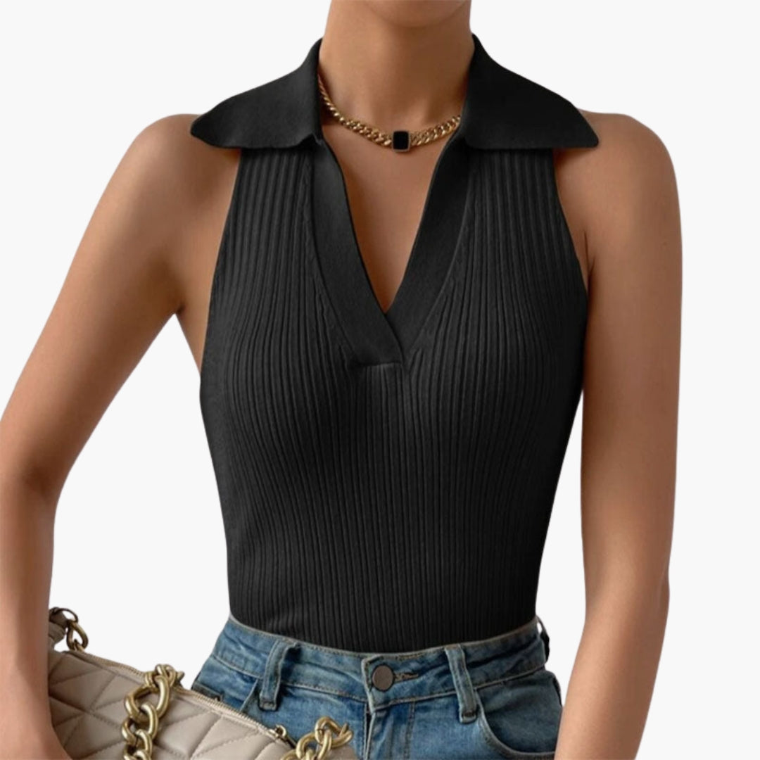 Top senza maniche donna con collo tondo e scollo a V