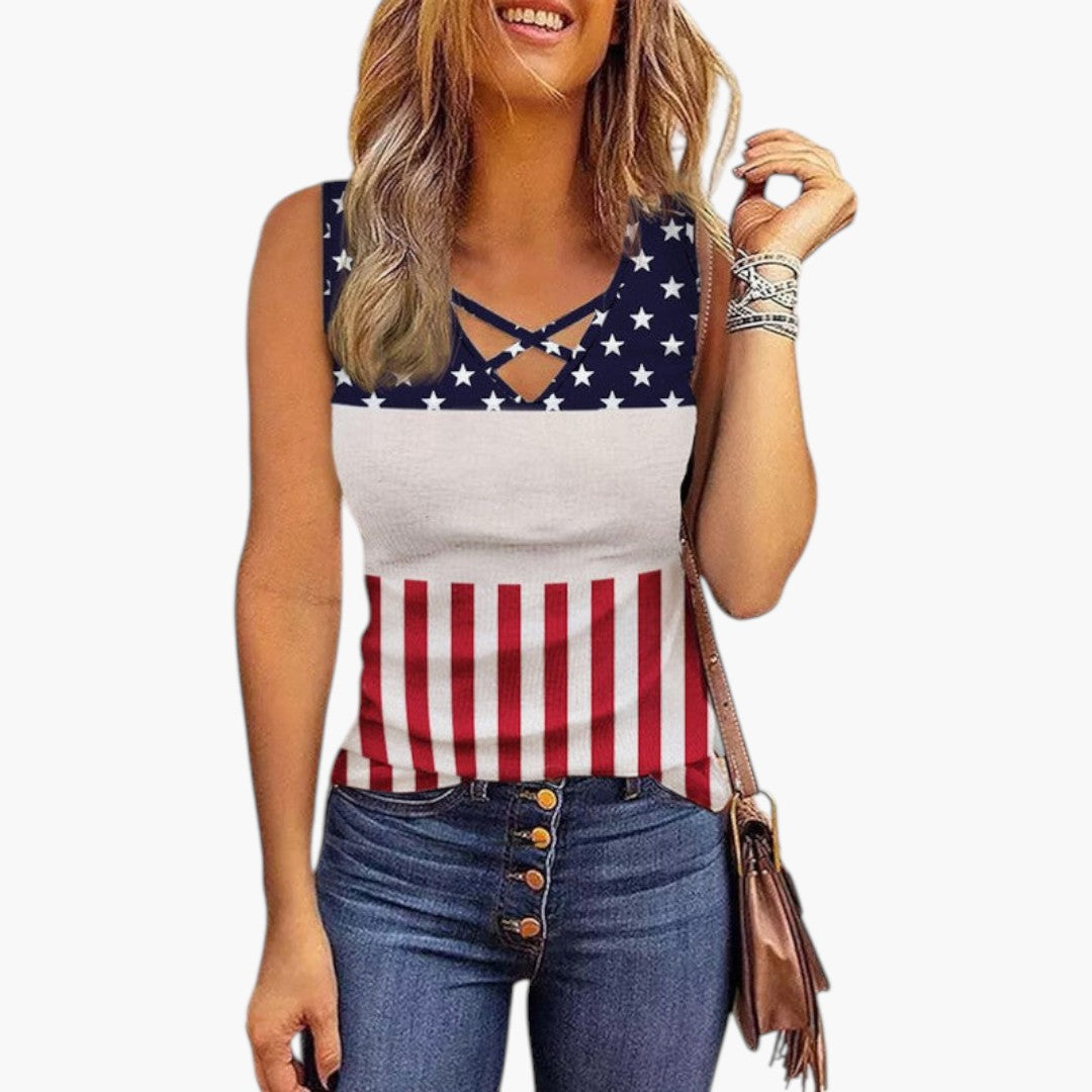 Sleeveless Top for Women with V-Neck