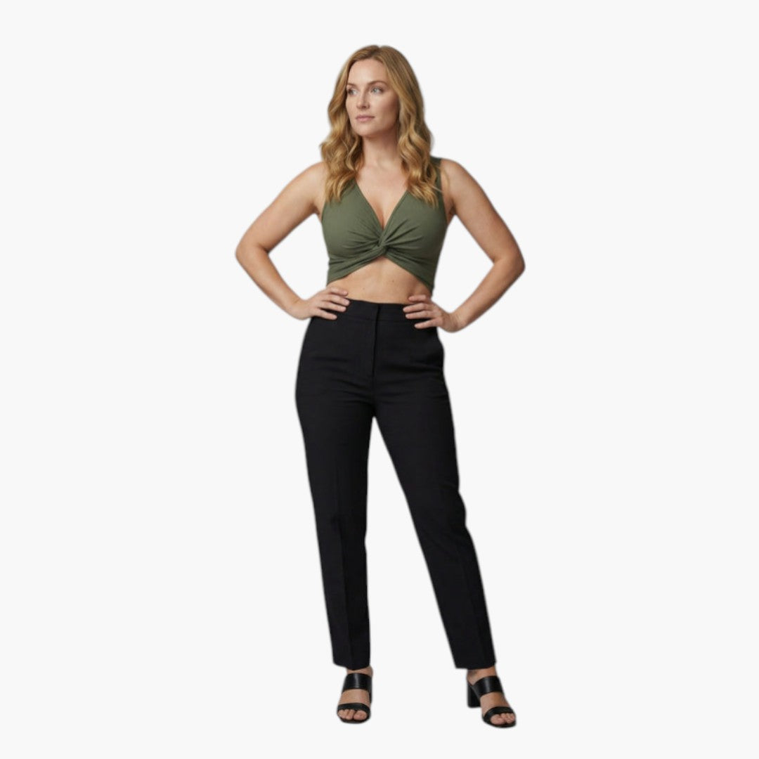 Top corto donna con scollo a V e nodo frontale