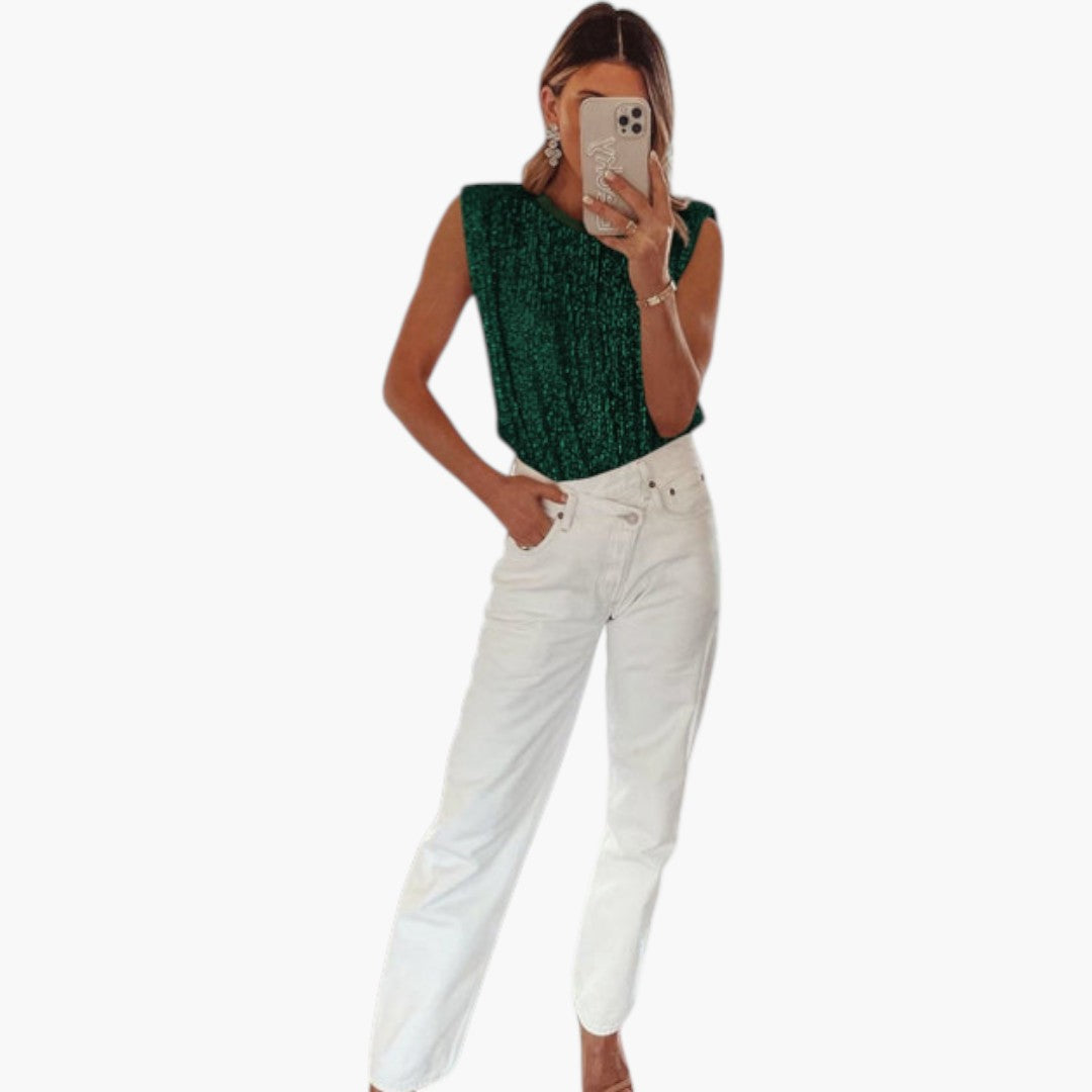 Top corto donna con scollo rotondo e maniche a mantella