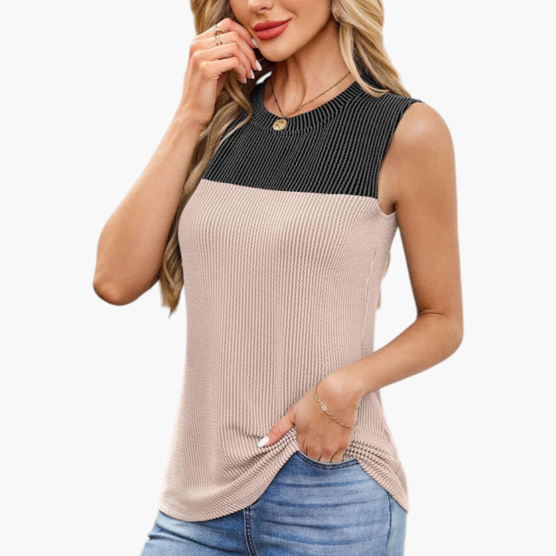 Top senza maniche da donna con superficie a coste