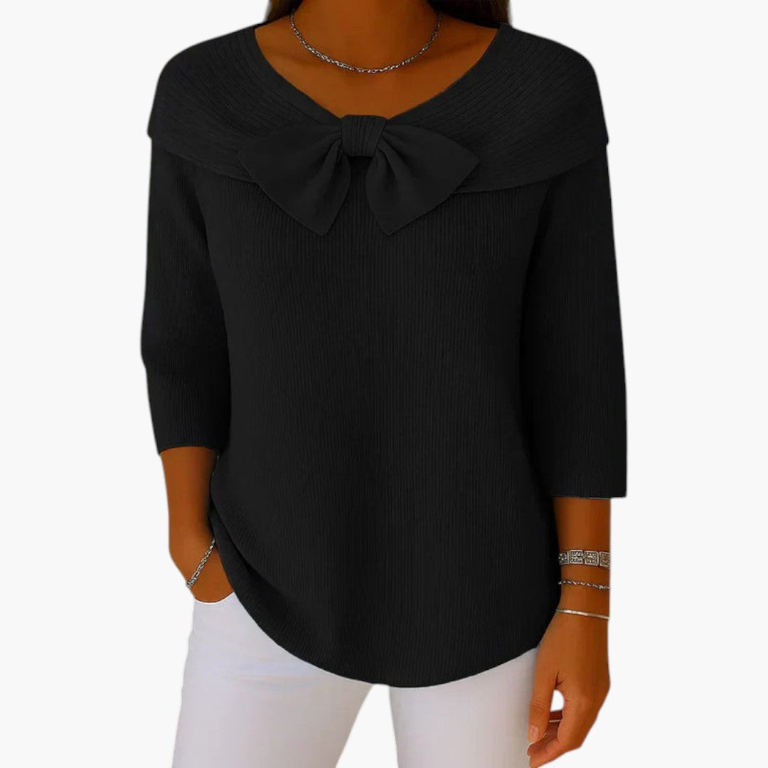 Maglia donna con fiocco e maniche lunghe