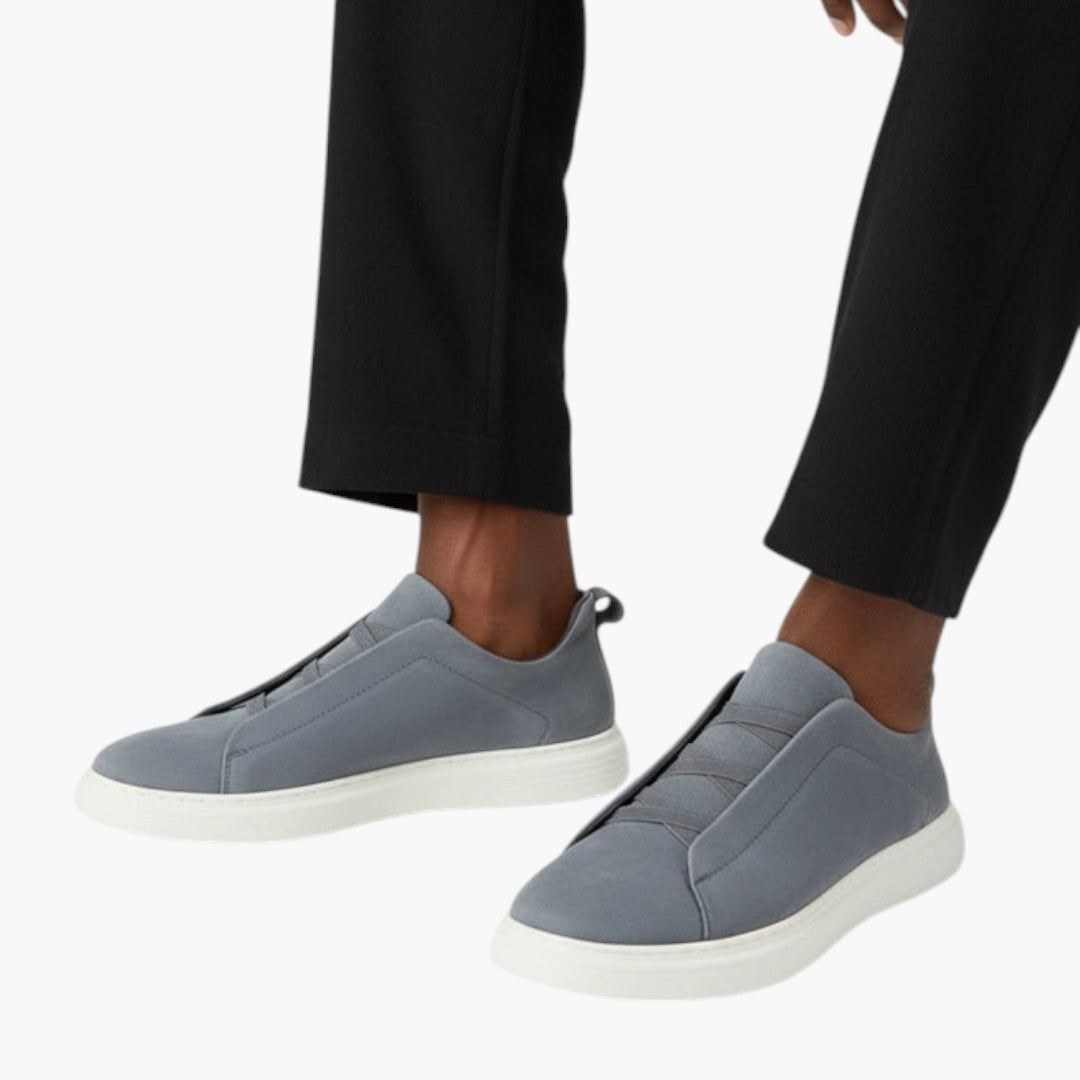 Homme Baskets Slip On en Daim a Lacets Élastiques et Semelle Caoutchouc
