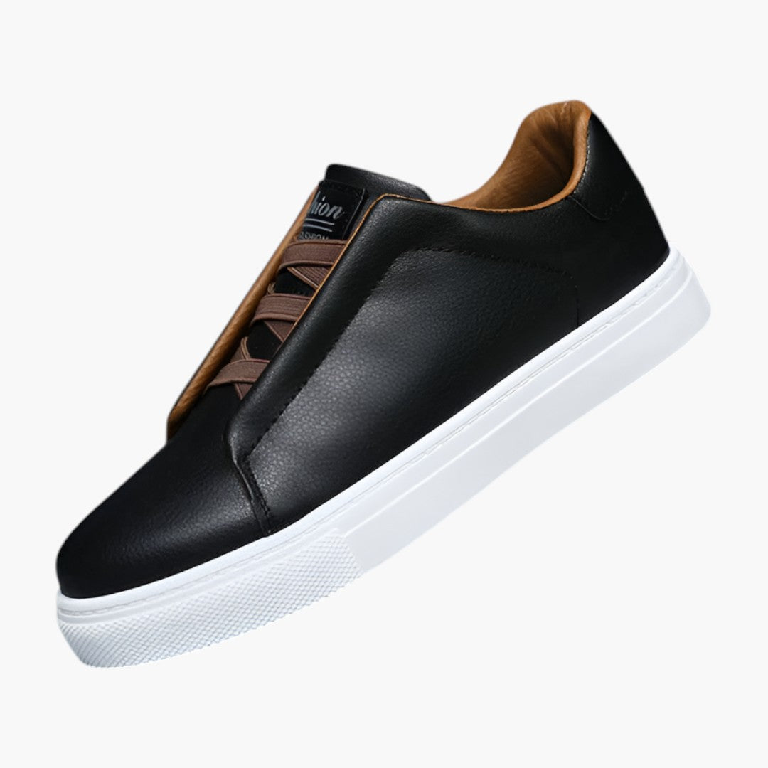 Homme Baskets en Cuir avec Fermeture Lacets et Semelle Texturée
