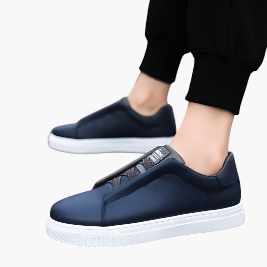 Homme Baskets en Cuir avec Fermeture Lacets et Semelle Texturée