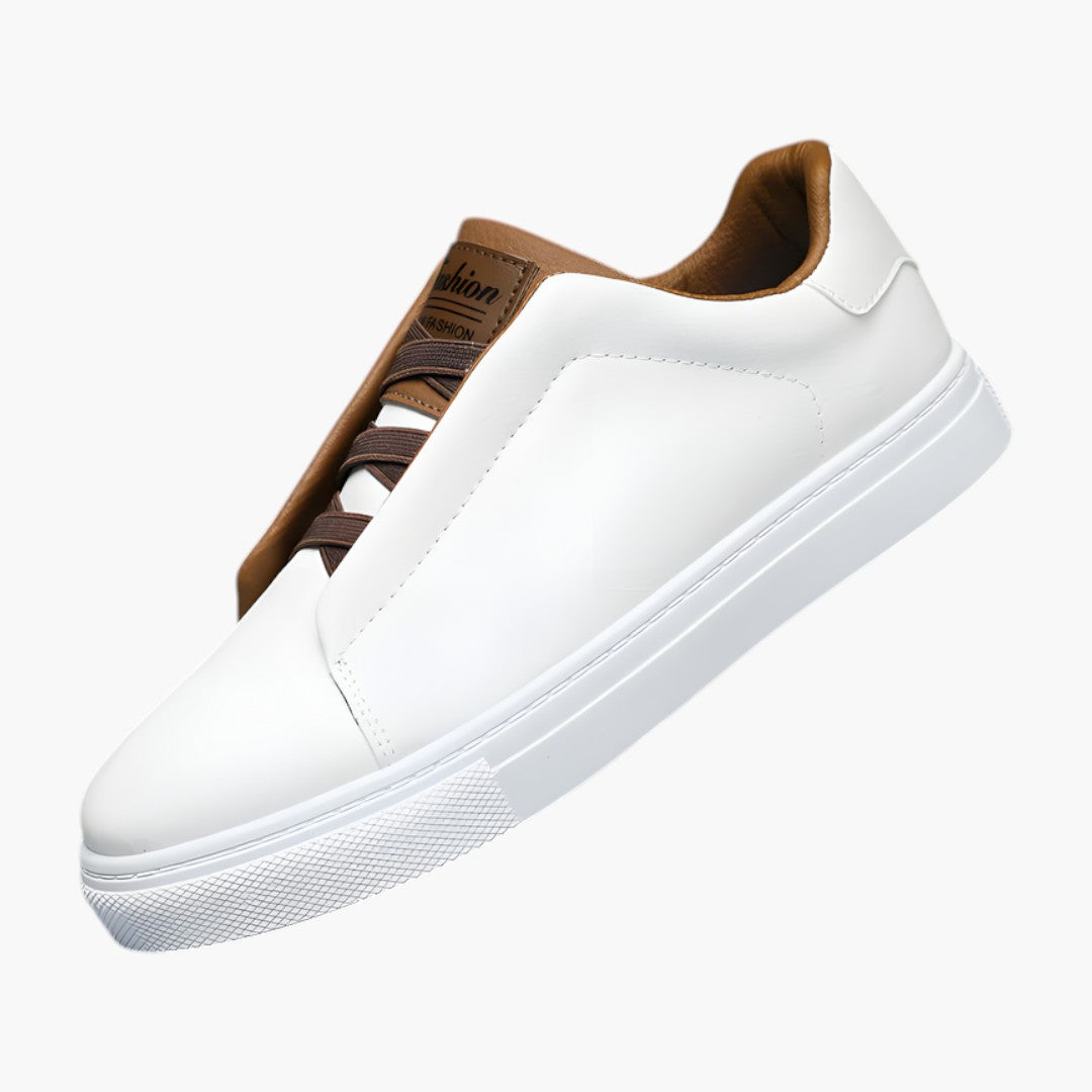 Homme Baskets en Cuir avec Fermeture Lacets et Semelle Texturée