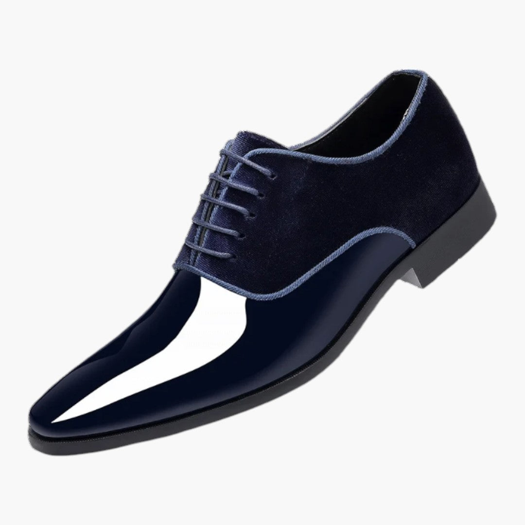 Homme Chaussures Oxford avec cuir verni et empiècements suédés