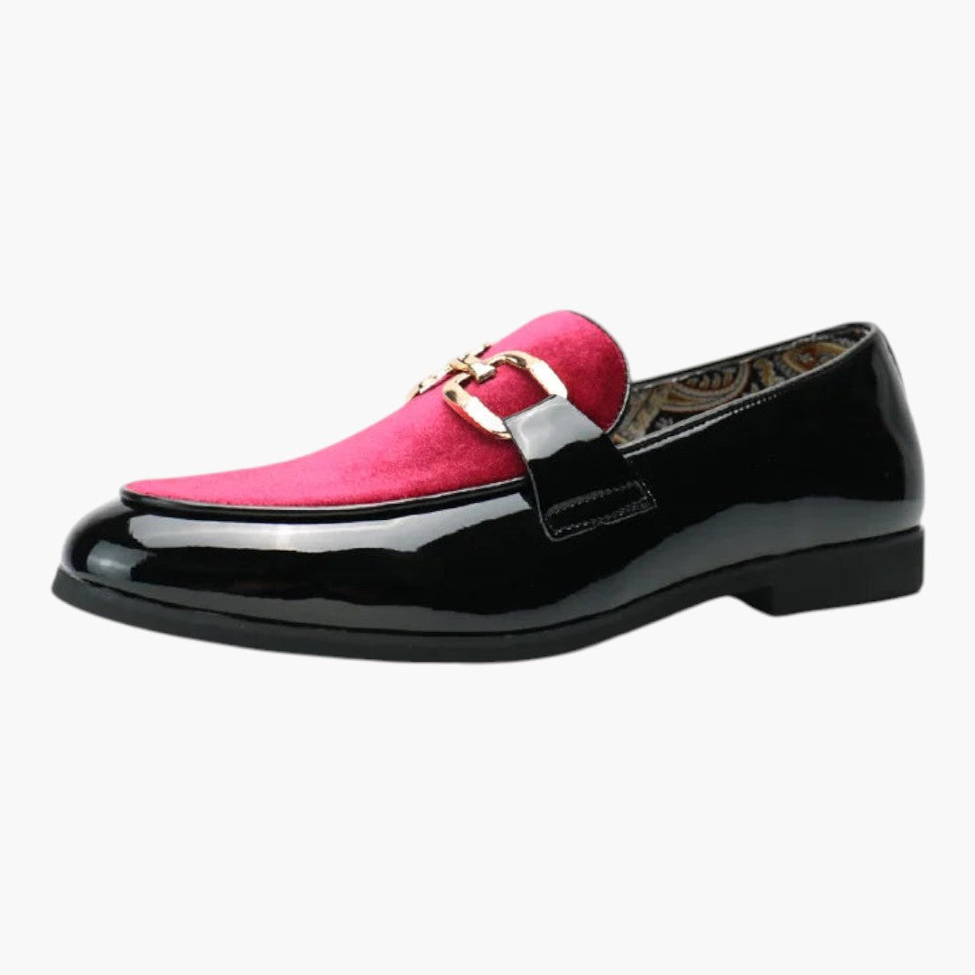 Homme Mocassins en Cuir avec Enfilage et Surface Patchwork