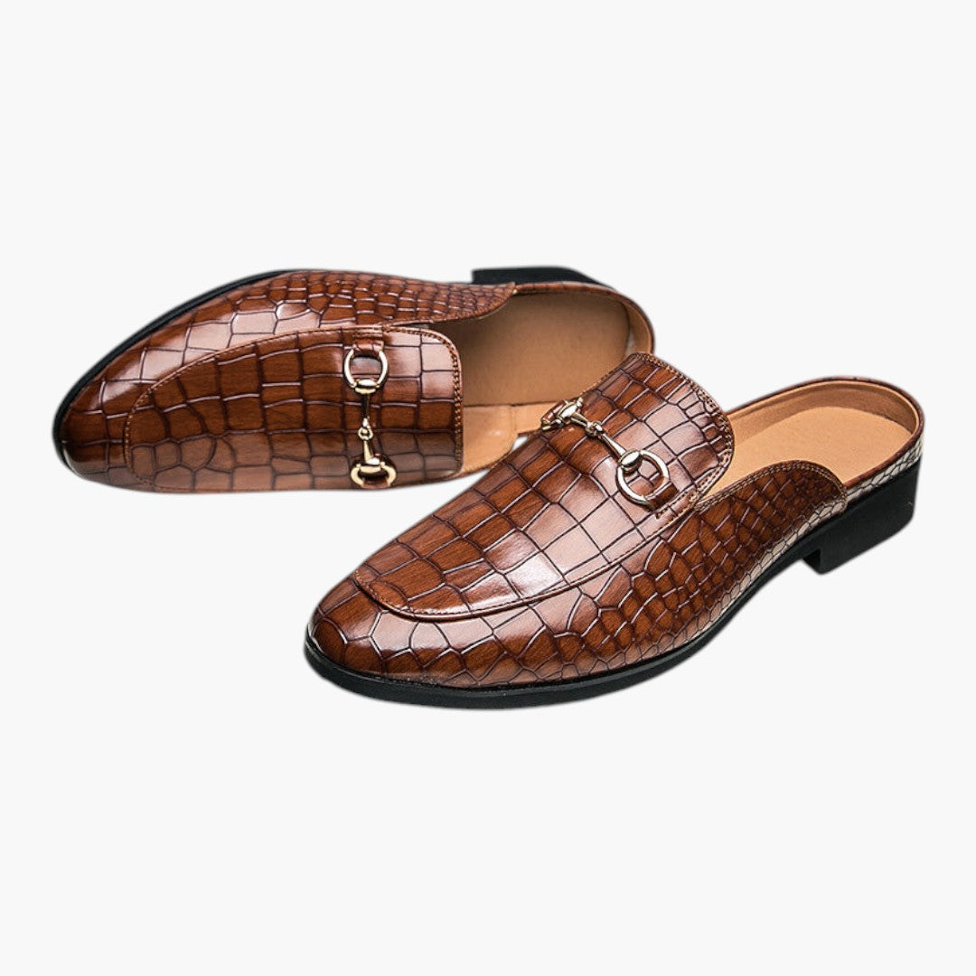 Homme Mocassins en Cuir avec Motif Crocodile et Enfilage