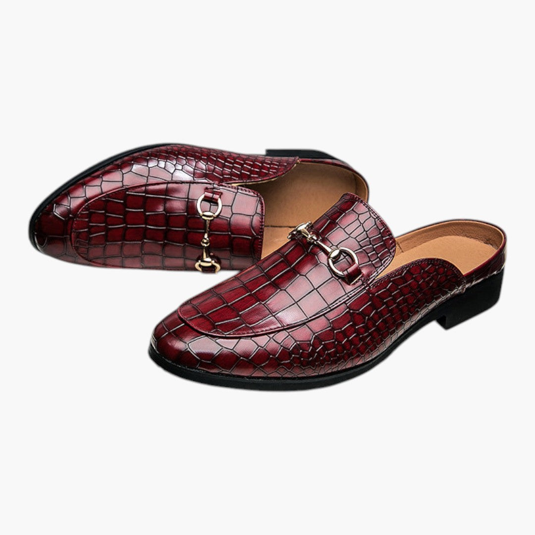 Homme Mocassins en Cuir avec Motif Crocodile et Enfilage