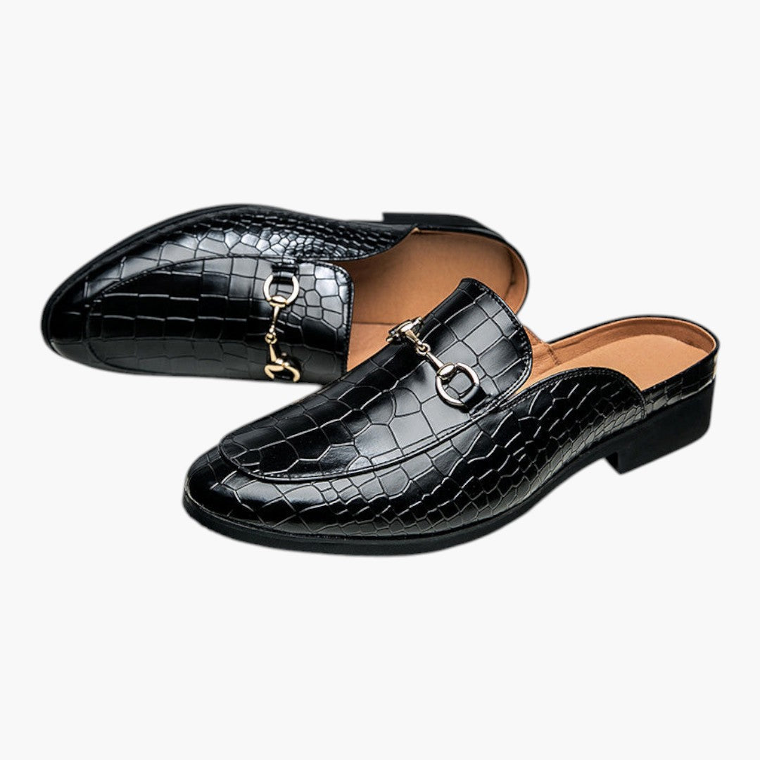 Homme Mocassins en Cuir avec Motif Crocodile et Enfilage