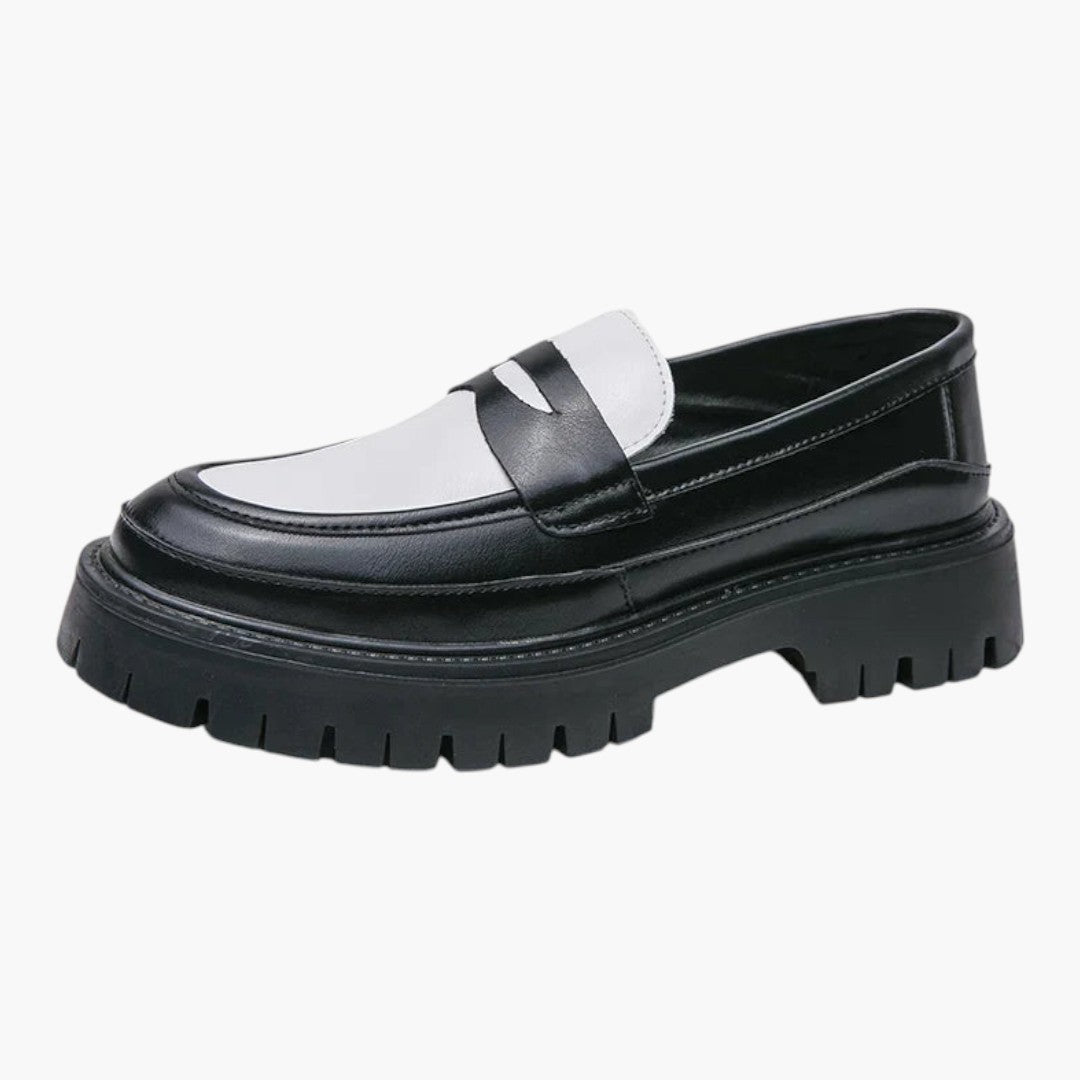 Homme Mocassins en Cuir avec Semelle Plateforme et Surface Lisse