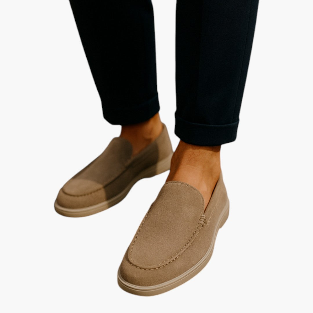 Homme Mocassins en Daim avec Semelle Flexible et Surface Texturée