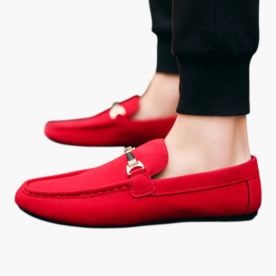 Men's Suede Loafers with Slip-On and Textured Sole