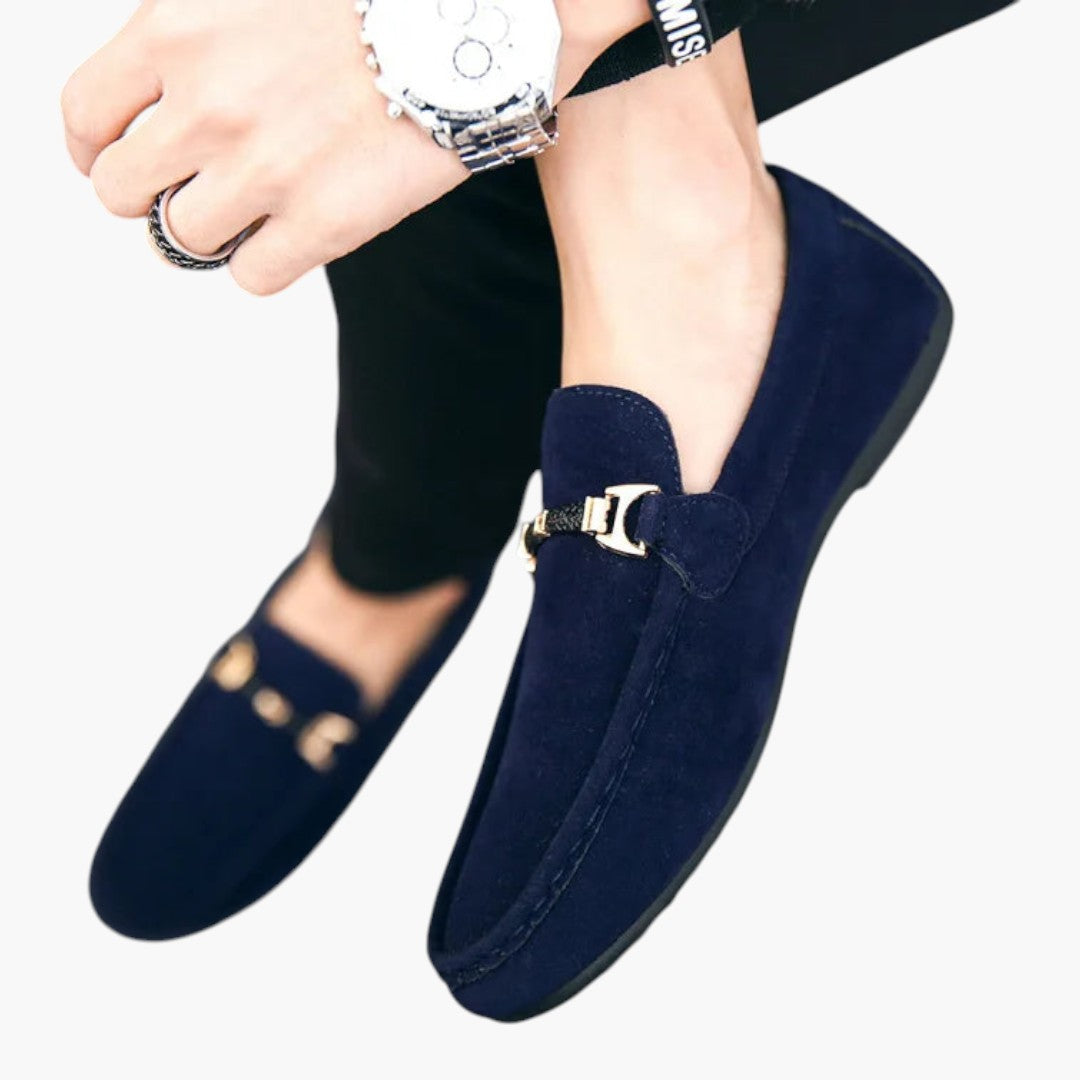 Men's Suede Loafers with Slip-On and Textured Sole