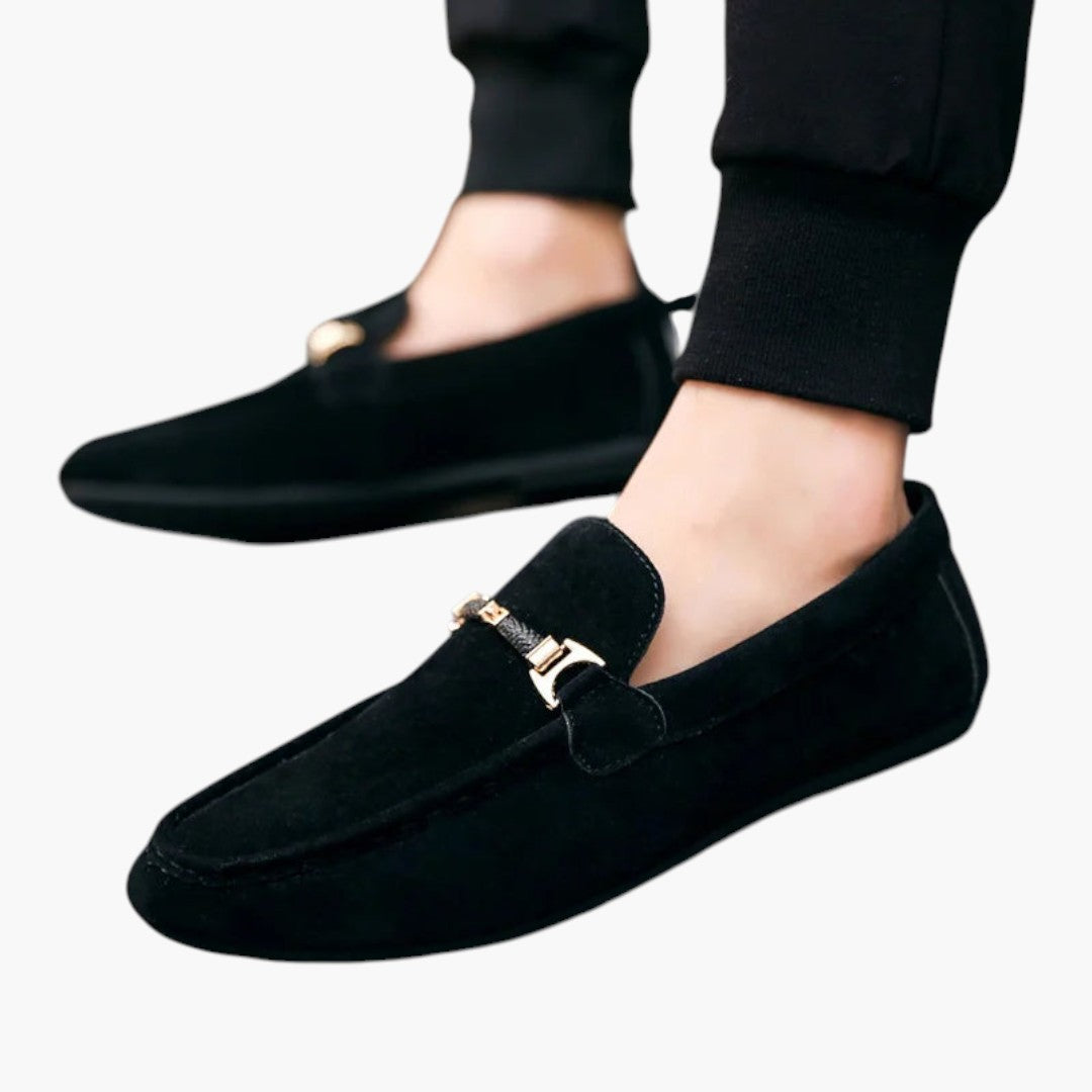 Homme Mocassins en Suède avec Enfilage et Semelle Texturée