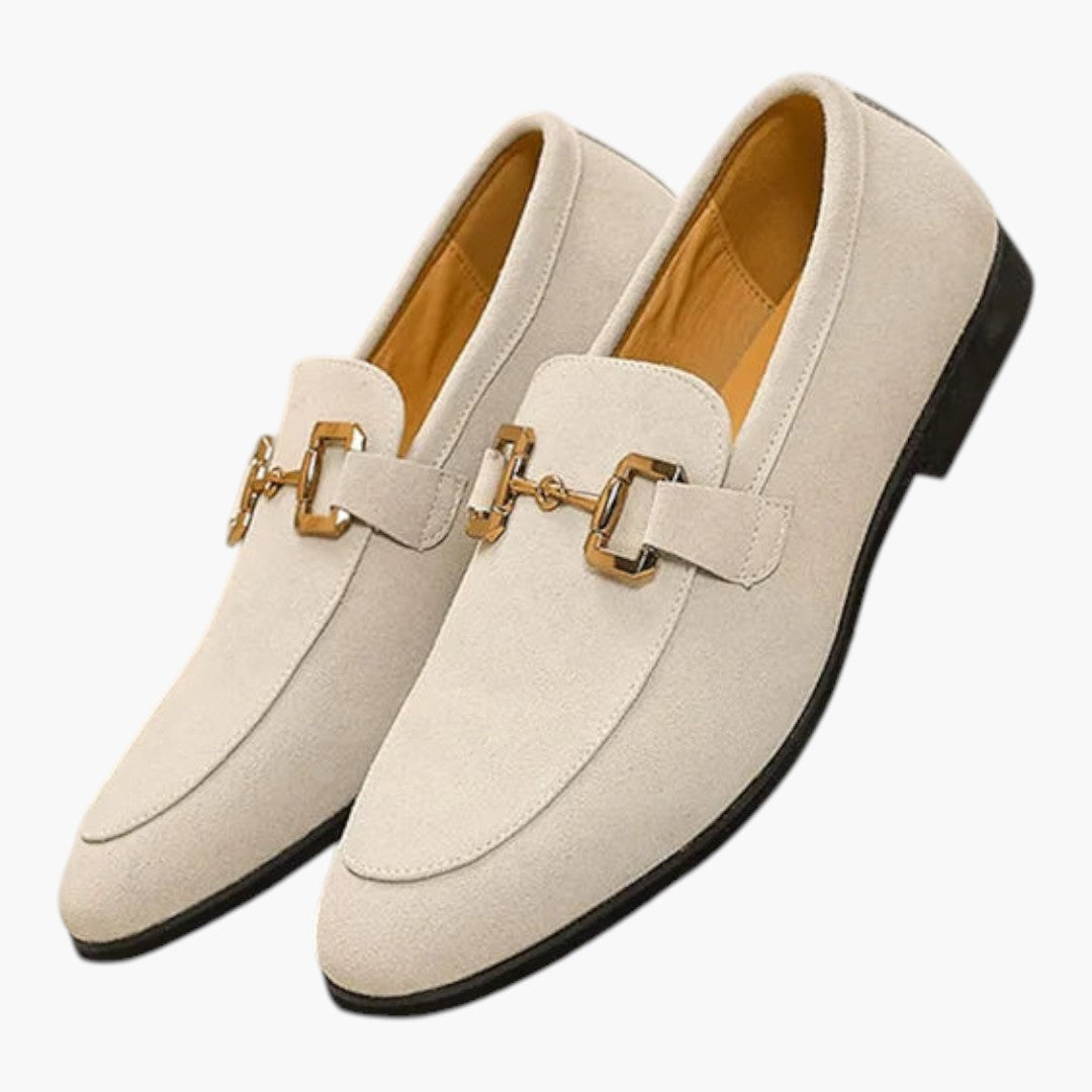 Homme Mocassins en Suédine a Boucle Métallique et Semelle Caoutchouc