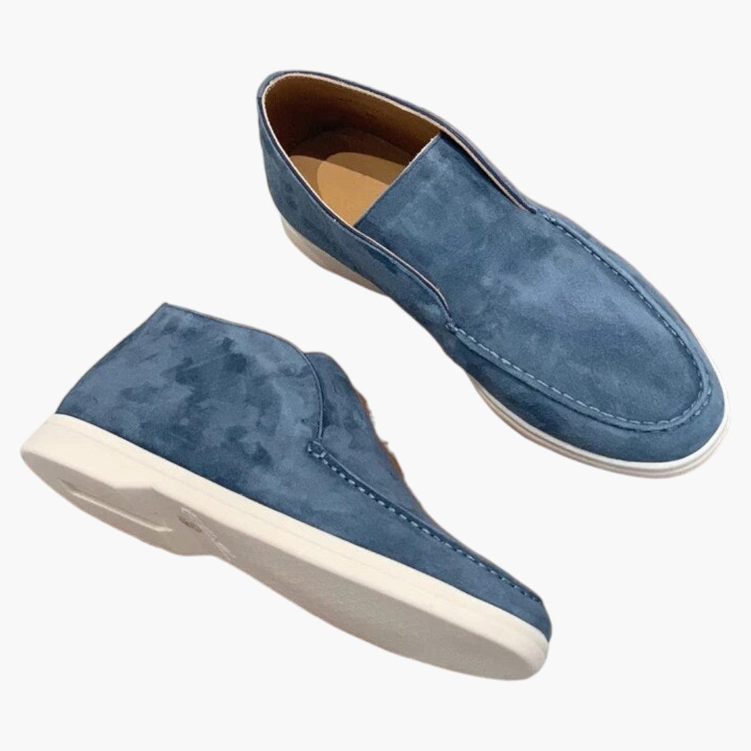 Men's Suede Moccasins with Slip-On and Flat Sole