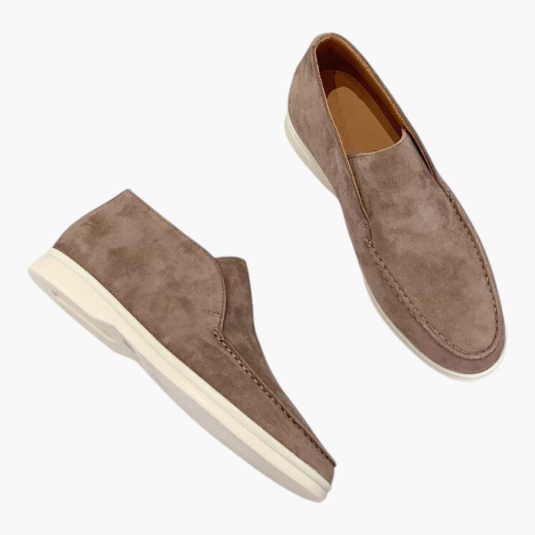 Men's Suede Moccasins with Slip-On and Flat Sole