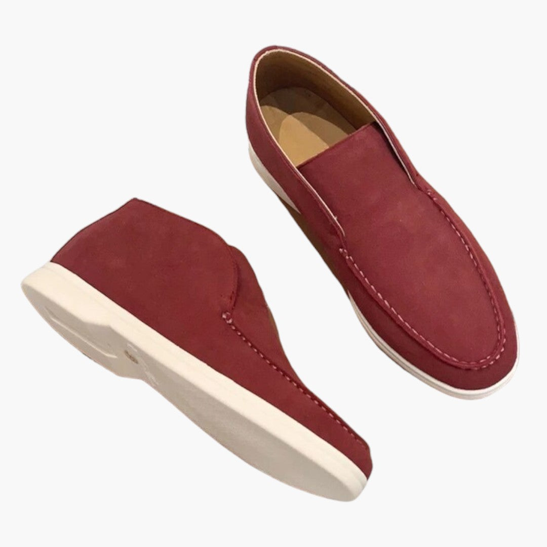 Homme Mocassins en Suédine avec Enfilage et Semelle Plate