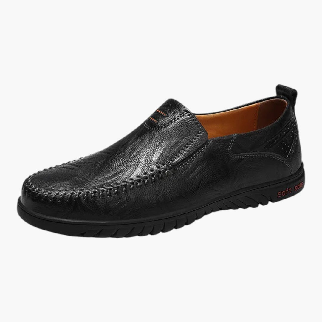 Homme Mocassins en cuir PU avec surface cousue et semelle texturée
