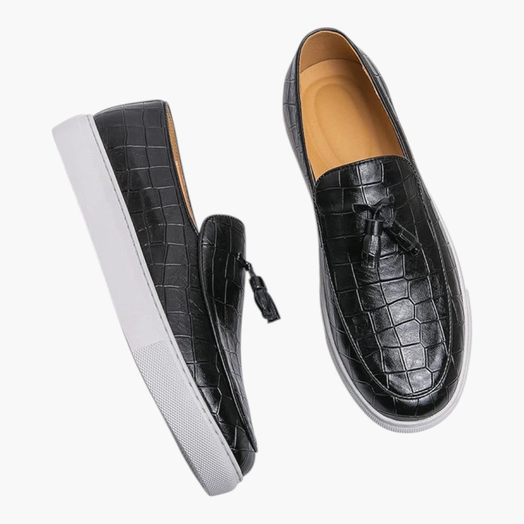 Homme Mocassins en cuir avec design sans lacets et semelle texturée