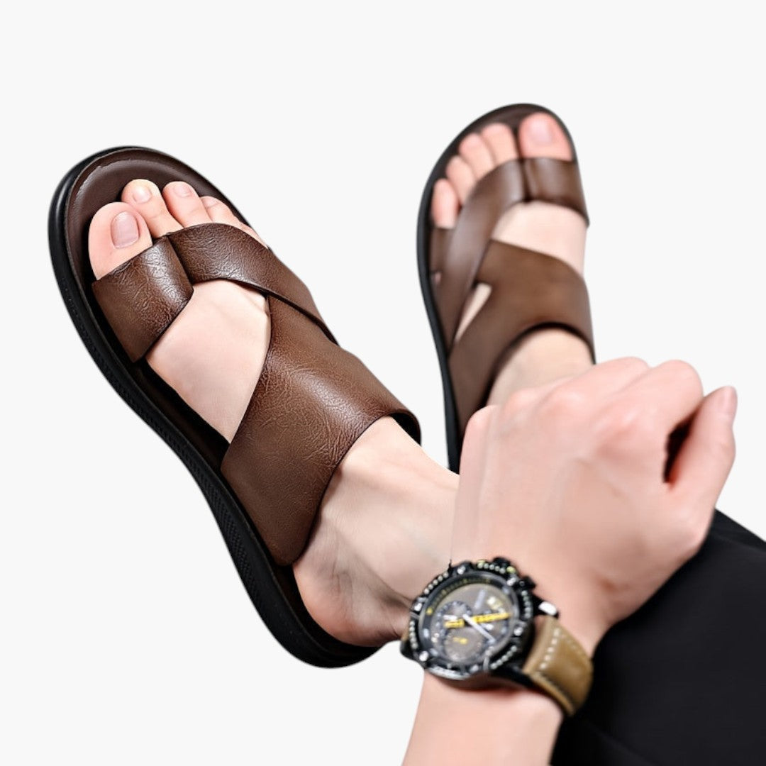 Hommes Chaussons Confortables a Dessus PU et Semelle Antidérapante