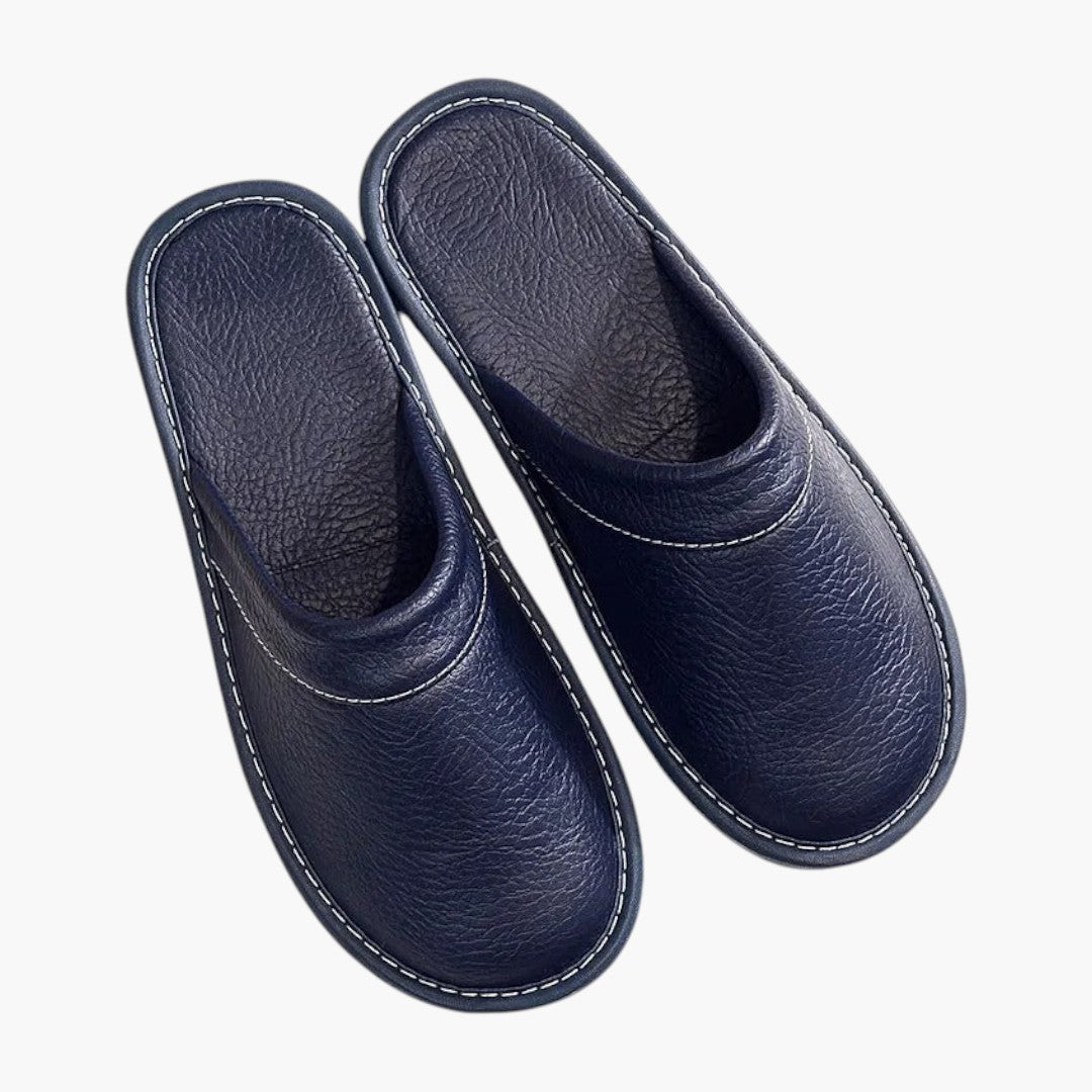 Hommes Chaussons a Dessus en Cuir Végétalien et Semelle Souple
