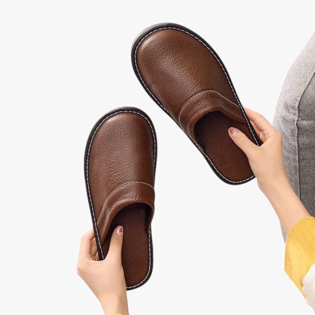 Hommes Chaussons a Dessus en Cuir Végétalien et Semelle Souple