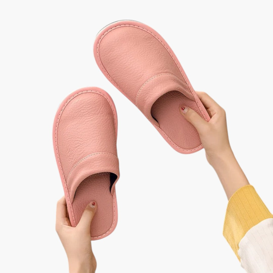 Hommes Chaussons a Dessus en Cuir Végétalien et Semelle Souple