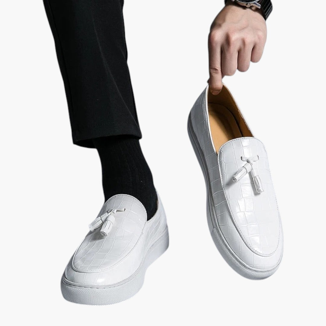 Hommes Mocassins avec Dessus Aspect Cuir et Construction Plate