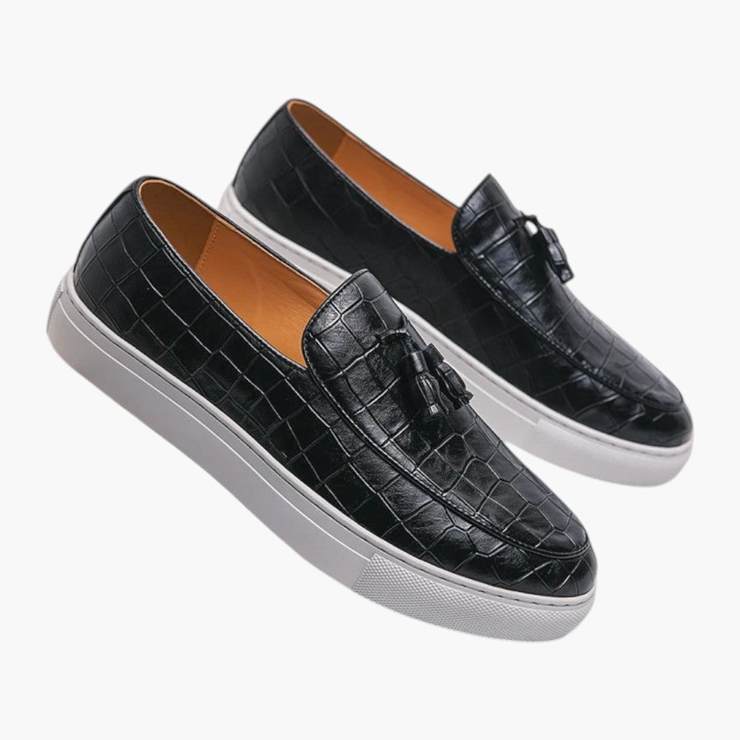 Hommes Mocassins avec Dessus Aspect Cuir et Construction Plate