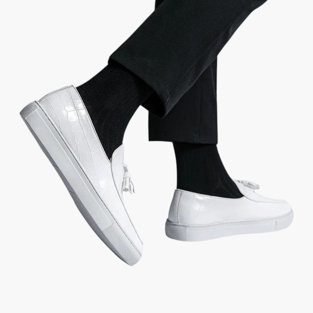 Hommes Mocassins avec Dessus Aspect Cuir et Construction Plate