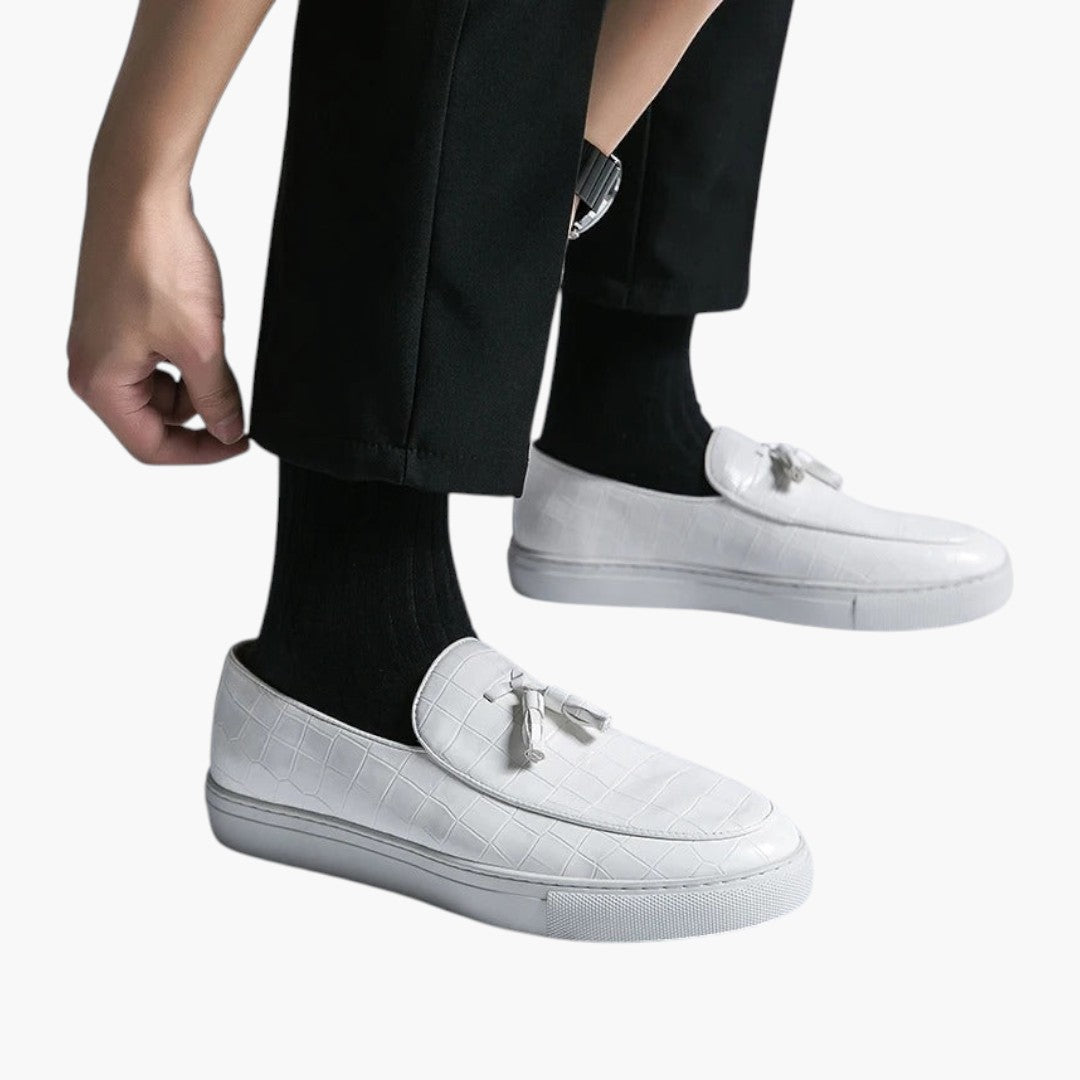 Hommes Mocassins avec Dessus Aspect Cuir et Construction Plate