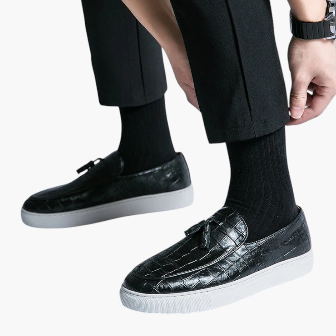 Hommes Mocassins avec Dessus Aspect Cuir et Construction Plate