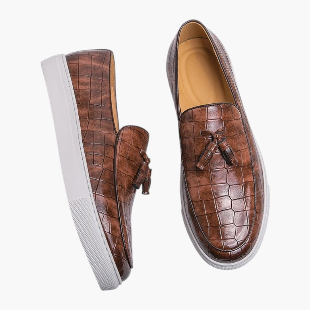 Hommes Mocassins avec Dessus Aspect Cuir et Construction Plate