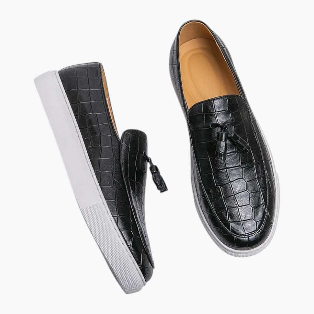 Hommes Mocassins avec Dessus Aspect Cuir et Construction Plate