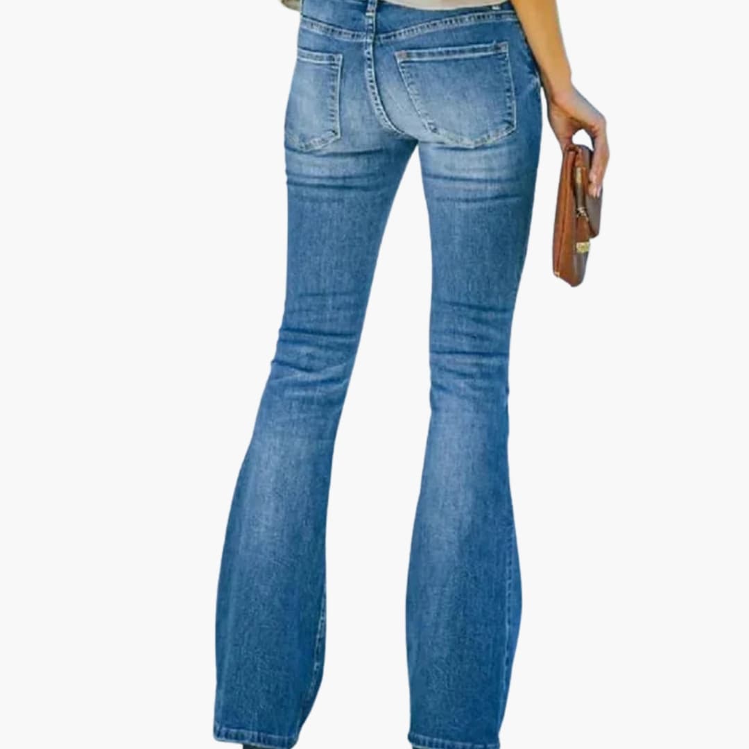 Women's flared jeans with high waist and button fly