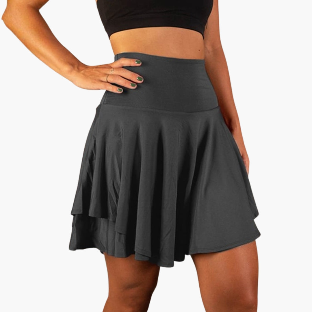 Jupe Courte Femme avec Taille Haute et Ourlet à Volants