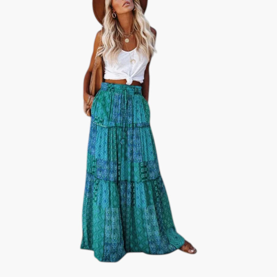 Jupe Longue Femme a Taille Élastique et Design à Volants