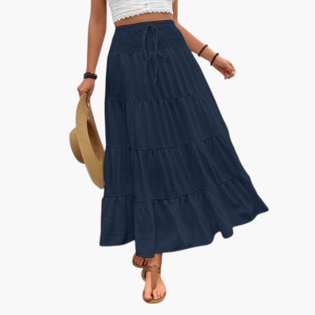 Jupe Maxi Femme avec Cordon de Serrage et Design à Volants