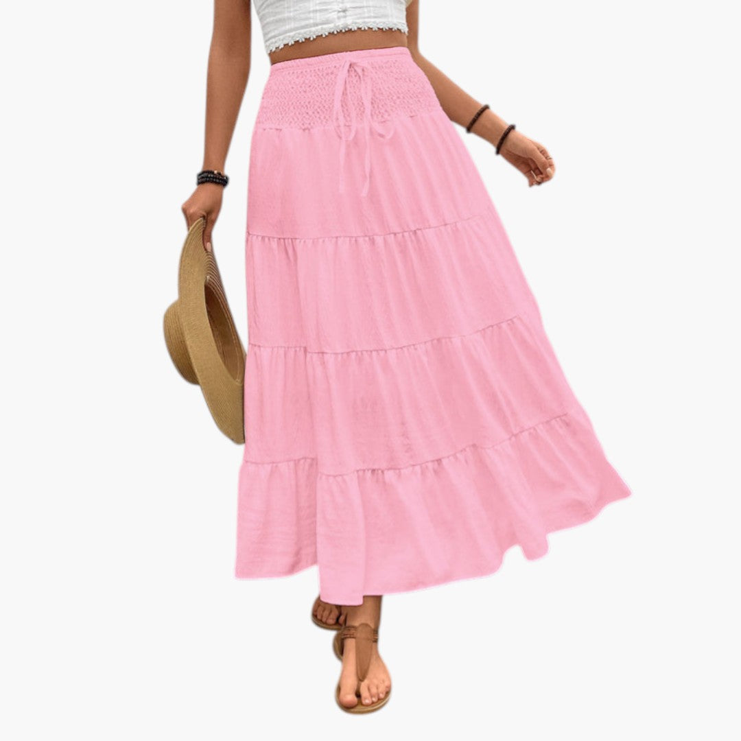 Gonna lunga da donna con coulisse e design a balze