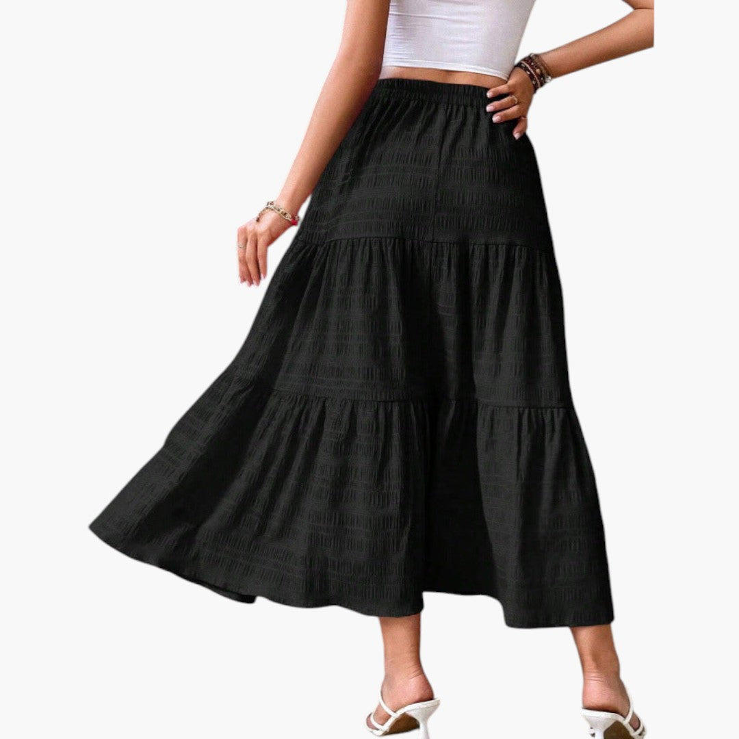 Gonna lunga da donna con vita elastica e design a balze