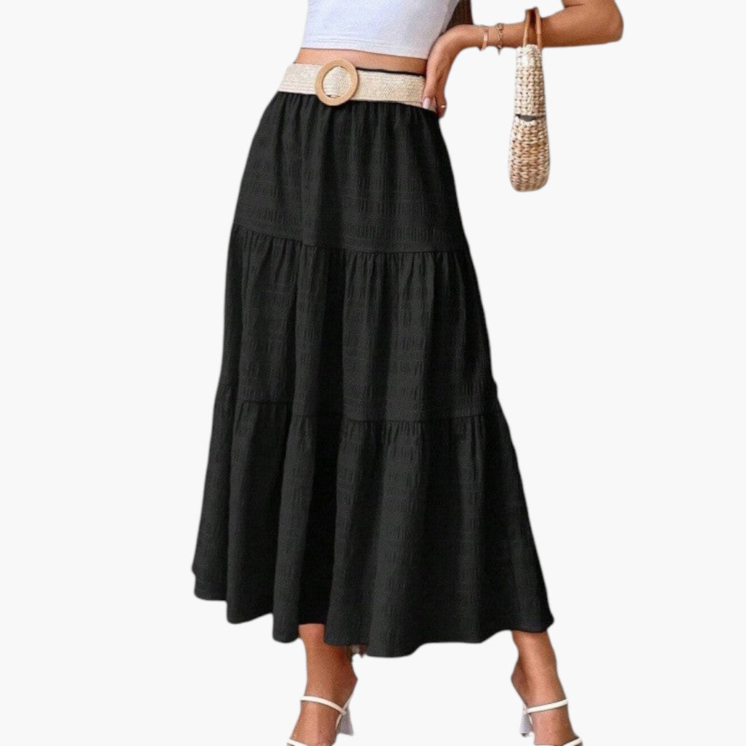 Jupe Maxi Femme a Taille Élastique et Design à Volants