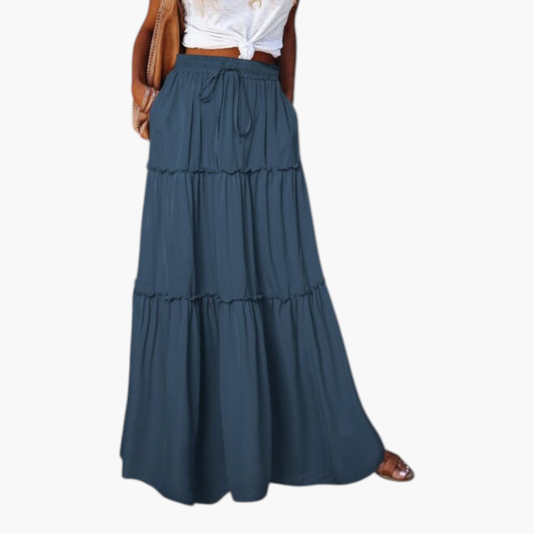 Jupe Maxi Femme avec Taille Élastique et Design à Volants