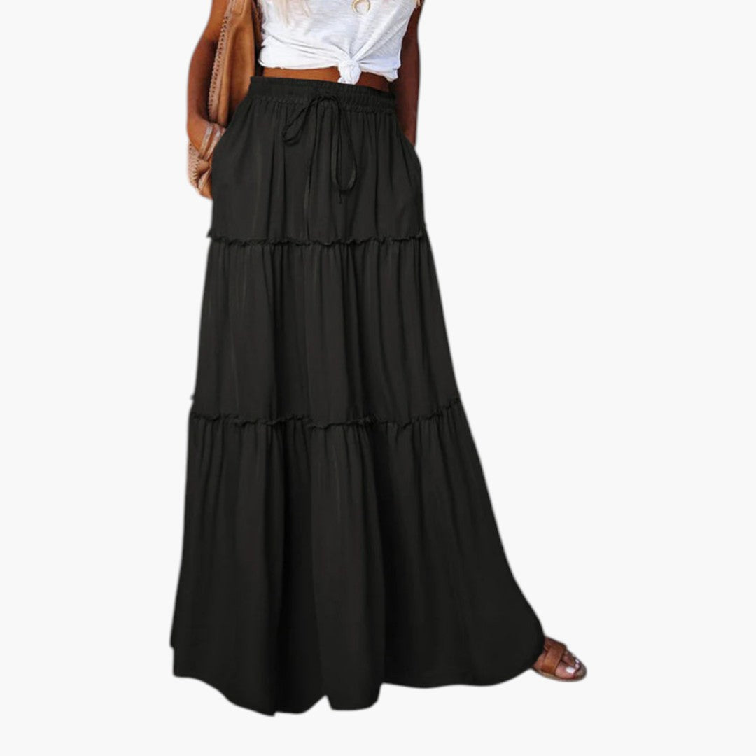 Jupe Maxi Femme avec Taille Élastique et Design à Volants