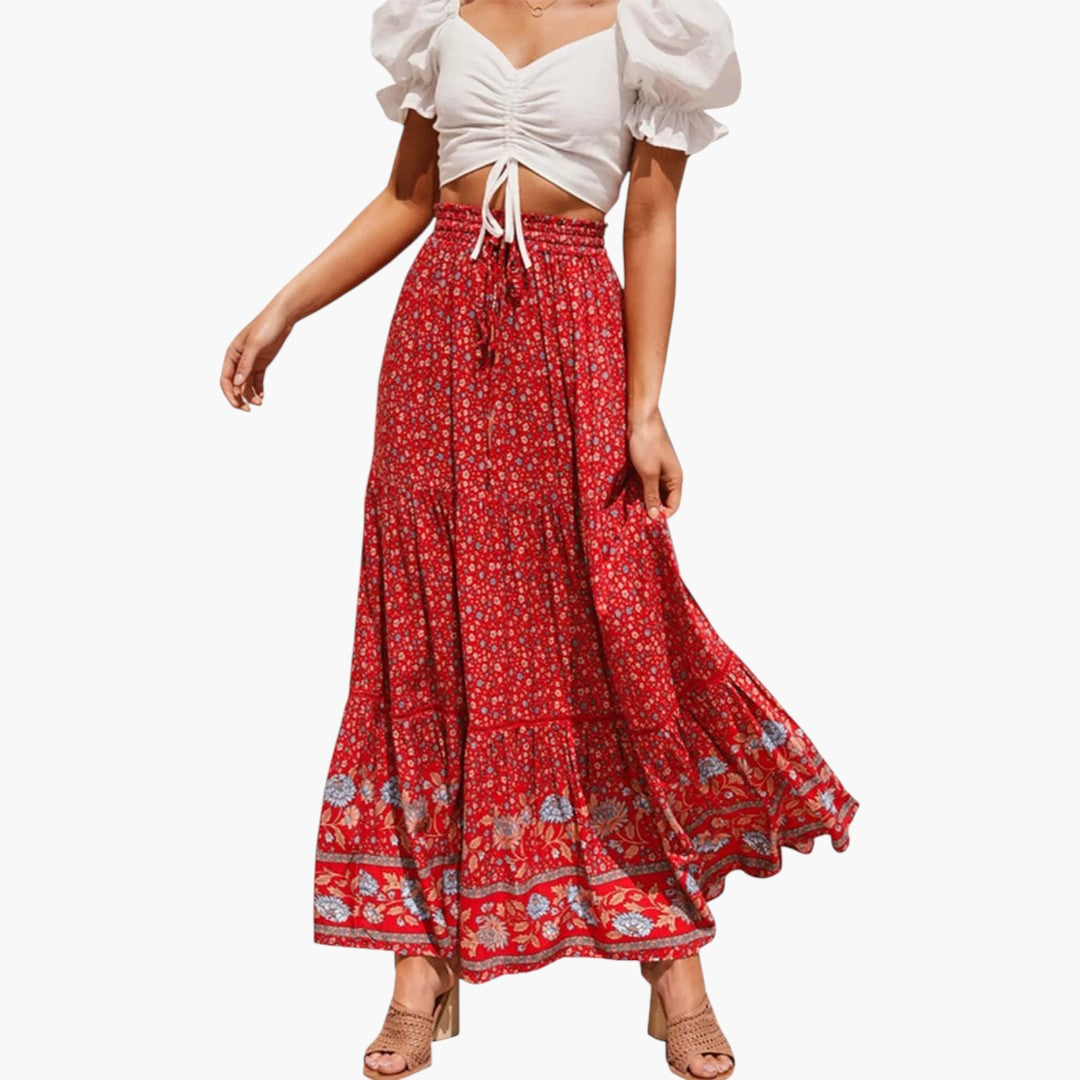 Gonna Maxi Donna con Vita Elastica e Stampa Floreale