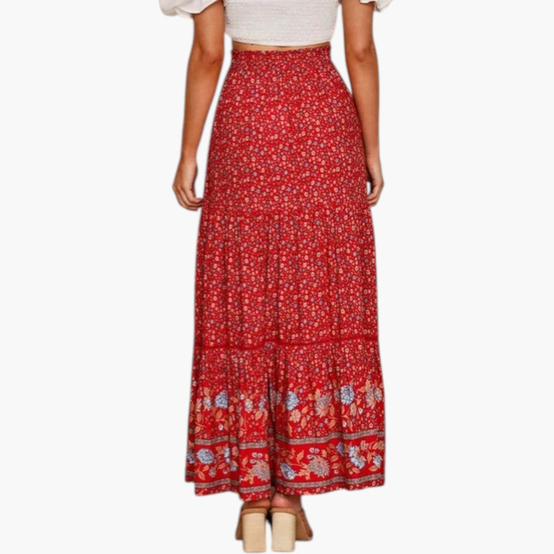 Gonna Maxi Donna con Vita Elastica e Stampa Floreale