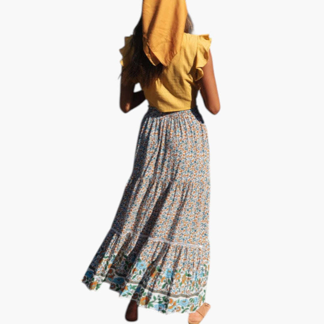 Gonna Maxi Donna con Vita Elastica e Stampa Floreale