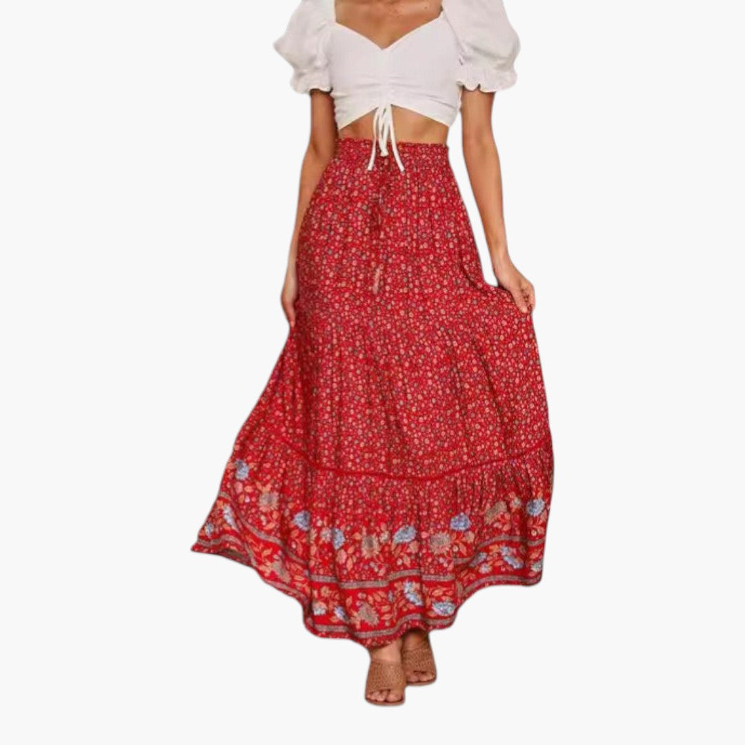 Gonna Maxi Donna con Vita Elastica e Stampa Floreale